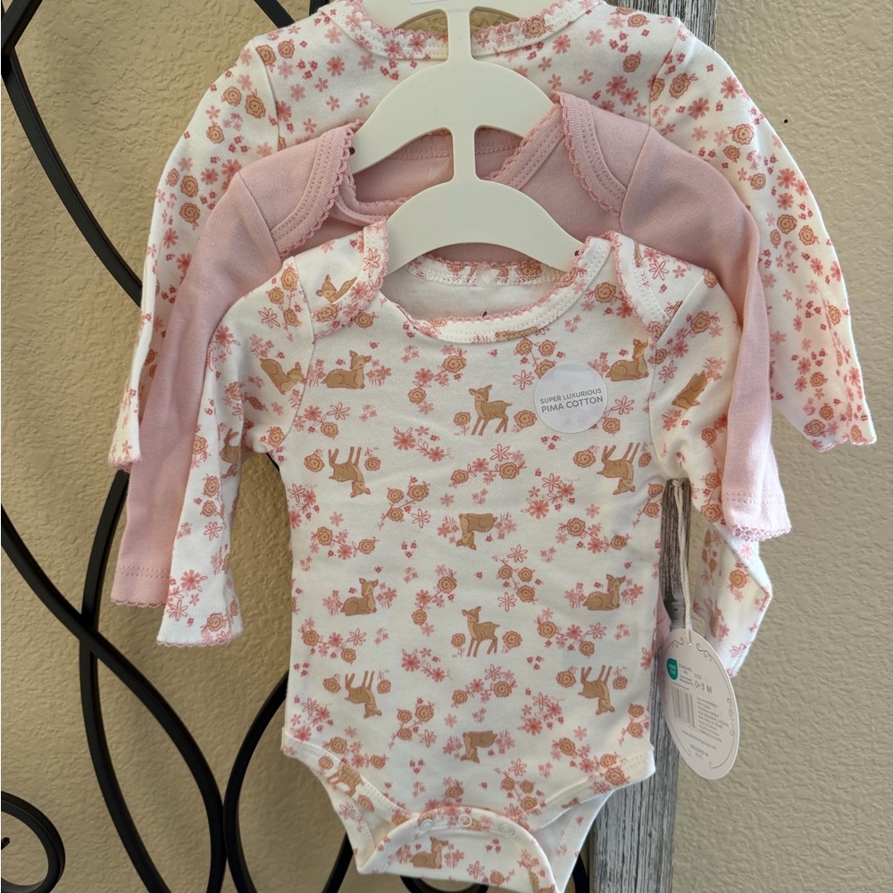 Charming Pink Floral and Animal Print Baby Bodysuits